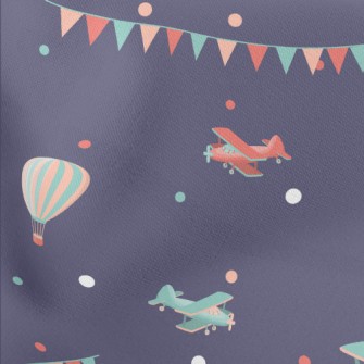 Airplane Hot Air Balloon Show Lightweight Cotton Poplin