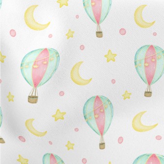 Star Moon Hot Air Balloon Lightweight Cotton Poplin