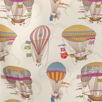 Retro Hot Air Balloon Spaceshi Lightweight Cotton Poplin