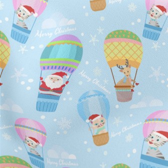 Santa Elk Hot Air Balloon Lightweight Cotton Poplin