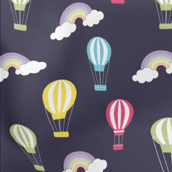 Hot Air Balloon Flying In Nigh Lightweight Cotton Poplin