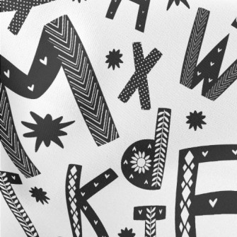 Black And White Graffiti Engli Lightweight Cotton Poplin