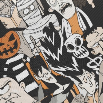 Scary Halloween Characters Midweight Cotton Poplin