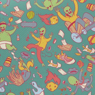 Aliens Making A Scene In Space Midweight Cotton Poplin