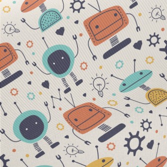Light Bulb Tv Robot Midweight Cotton Poplin