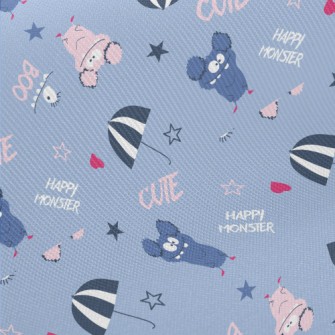 Happy Little Monster Midweight Cotton Poplin
