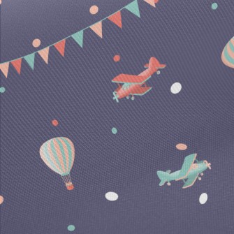 Airplane Hot Air Balloon Show Midweight Cotton Poplin