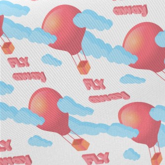 Hot Air Balloon Flying Into Th Midweight Cotton Poplin