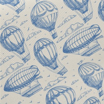 Hot Air Balloon And Flying Boa Midweight Cotton Poplin