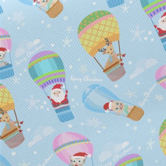 Santa Elk Hot Air Balloon Midweight Cotton Poplin