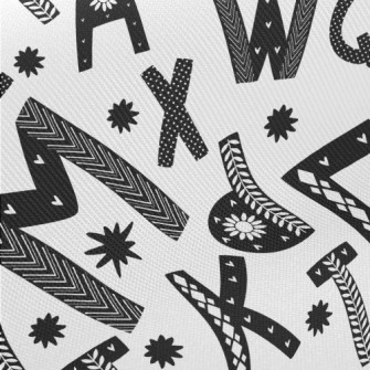 Black And White Graffiti Engli Midweight Cotton Poplin