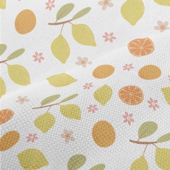 Hand-drawn Citrus Fruits Performance Linen