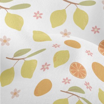Hand-drawn Citrus Fruits Lightweight Performance Linen