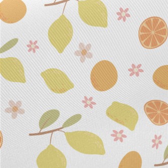 Hand-drawn Citrus Fruits Midweight Cotton Poplin