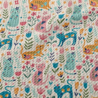 Colorful Cats Birdseye Piqué