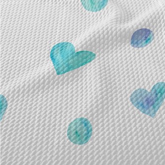 Watercolor Bright Blue Love He Birdseye Piqué