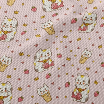 The Round And Cute Lucky Cat Birdseye Piqué