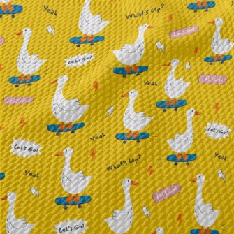 Bright White Cute Duck Birdseye Piqué