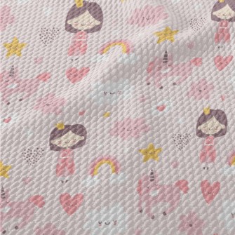 Pink Princess With Closed Eyes Birdseye Piqué