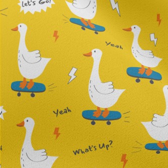 Bright White Cute Duck Chiffon