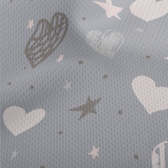 Hand Drawn Simple Hearts And S Athletic Mesh Flat Back