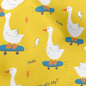 Bright White Cute Duck Micro Fleece