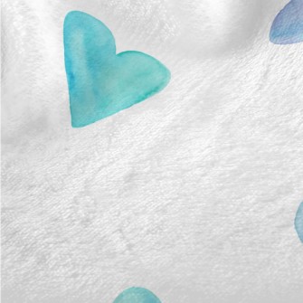 Watercolor Bright Blue Love He Minky