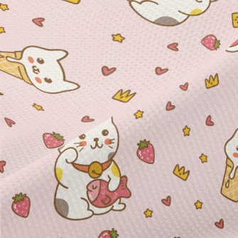 The Round And Cute Lucky Cat Piqué