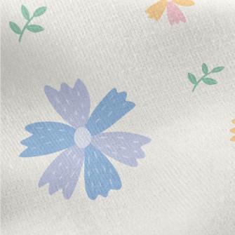 Colorful Cute Flowers Jersey Backed Fleece