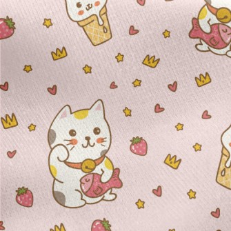 The Round And Cute Lucky Cat Jersey Backed Fleece