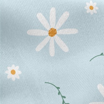 Beautiful Charming White Flowe Jersey Backed Fleece