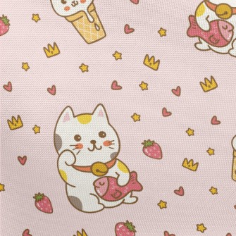 The Round And Cute Lucky Cat Pongee