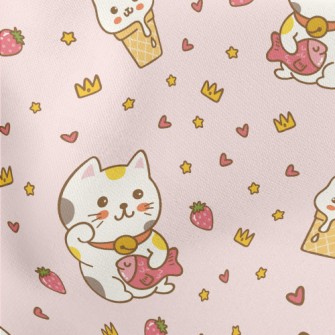 The Round And Cute Lucky Cat Lightweight Cotton Poplin