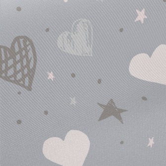 Hand Drawn Simple Hearts And S Midweight Cotton Poplin