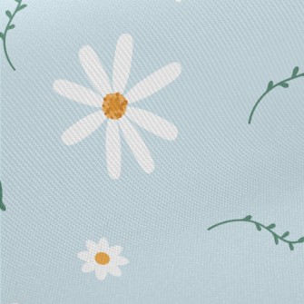 Beautiful Charming White Flowe Midweight Cotton Poplin