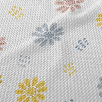 Simple Colored Flowers And Dot Birdseye Piqué