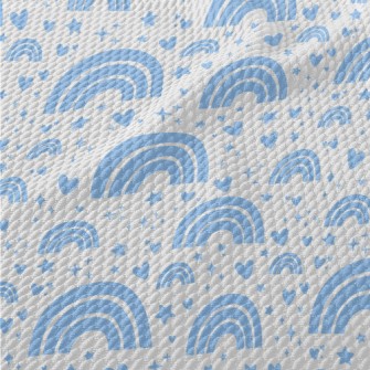 Aqua Blue Rainbow With Stars Birdseye Piqué