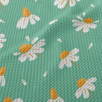 Realistic Daisy And Petals Birdseye Piqué