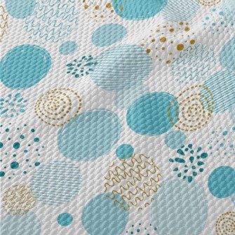 Blue Gold Circle Shape Birdseye Piqué