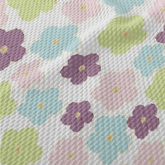 Pastel Colored Flowers Birdseye Piqué