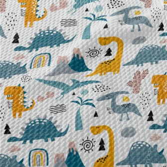 Cute Hand Drawn Dinosaur Birdseye Piqué