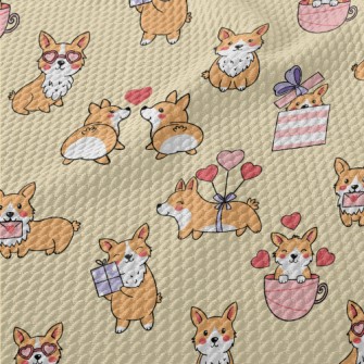 Cute Round Corgi Birdseye Piqué