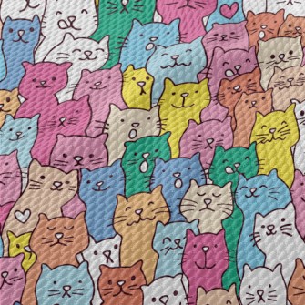 Colorful And Cute Cats Birdseye Piqué