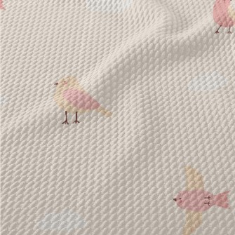Pink And Orange Flying Bird Birdseye Piqué
