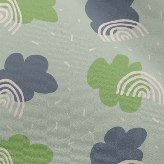 Green And Blue Clouds And Line Chiffon