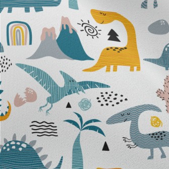 Cute Hand Drawn Dinosaur Chiffon