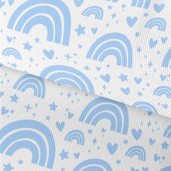 Aqua Blue Rainbow With Stars Waterproof Oxford