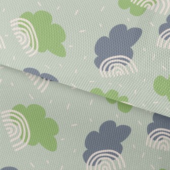 Green And Blue Clouds And Line Waterproof Oxford