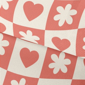 Bright Red Love Flower Grid Waterproof Oxford