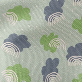 Green And Blue Clouds And Line Waterproof Canvas